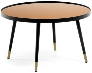 Stolik kawowy okrągły metalowy blat szklany Ø80x47 cm – obraz-1
