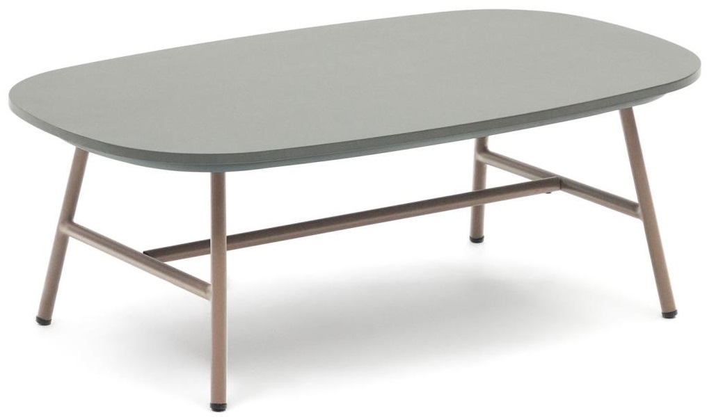 Stolik kawowy do ogrodu blat płyta mdf włóknocement szary - nogi stalowe fioletowe 100x60 cm – obraz-1