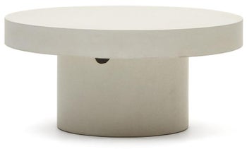 Stolik kawowy do ogrodu okrągły cementowy biały Ø90 cm – obraz-1