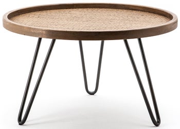 Stolik kawowy okrągły drewniany 60x60 cm – obraz-1