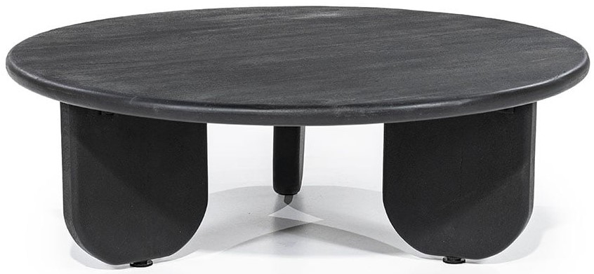 Stolik kawowy drewniany Ø100x33 cm czarny – obraz-1