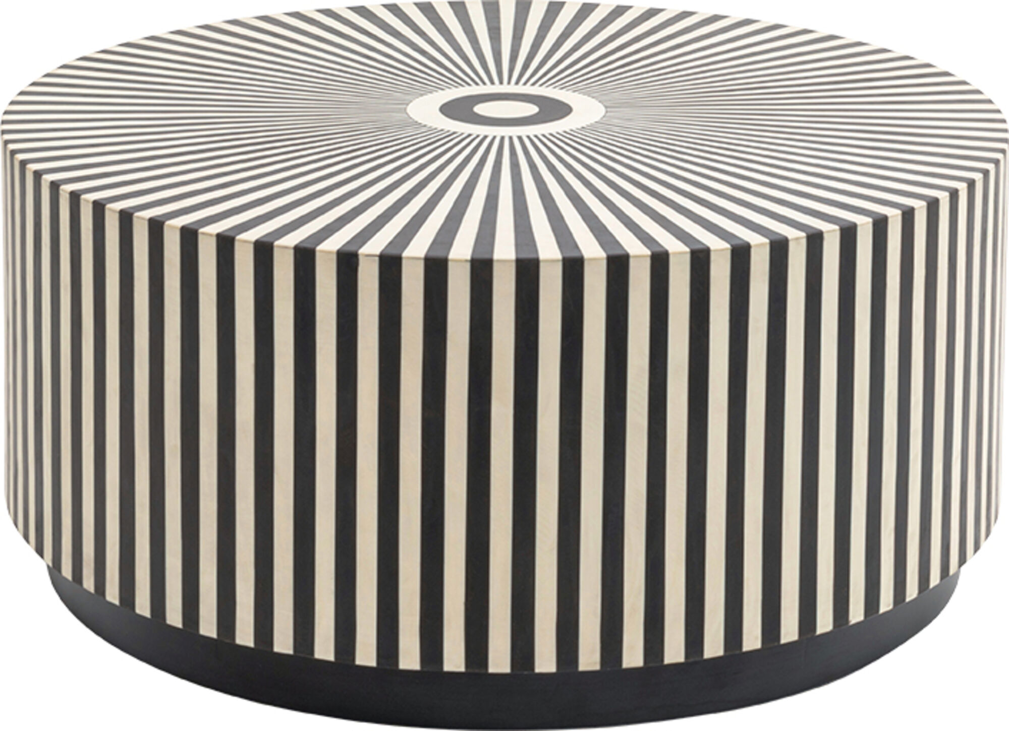 Soffbord Electra - Runt Bord Svart/Vit Intarsia, Ø75cm – bild-1.
