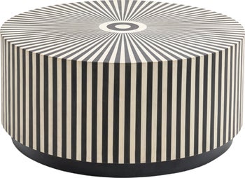Soffbord Electra - Runt Bord Svart/Vit Intarsia, Ø75cm – bild-1.
