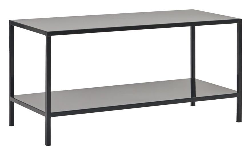 Stolik kawowy stalowy z półką czarny 85x35 cm  – obraz-1