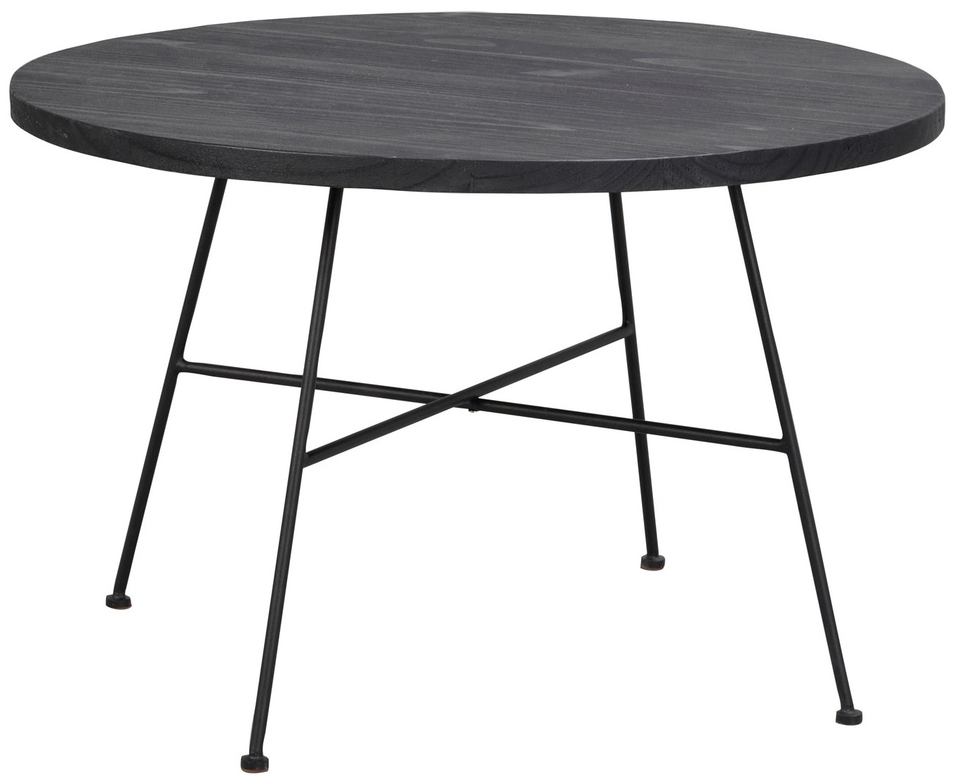 Stolik kawowy okrągły drewniany czarny Ø70x45 cm – obraz-1