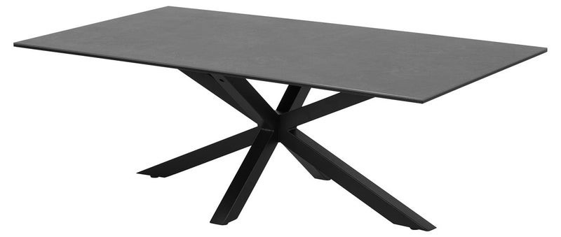 Stolik kawowy metalowy blat ceramiczny szklany czarny 130x70 cm – obraz-1