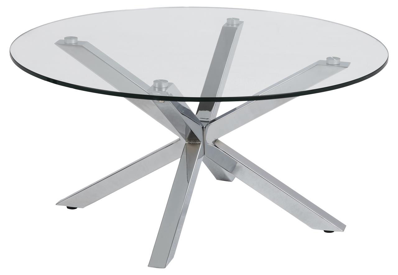 Stolik kawowy Heaven Ø82 cm blat szklany - nogi chromowe – obraz-1