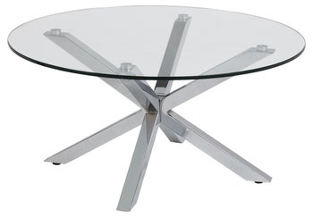 Stolik kawowy Heaven Ø82 cm blat szklany - nogi chromowe – obraz-1