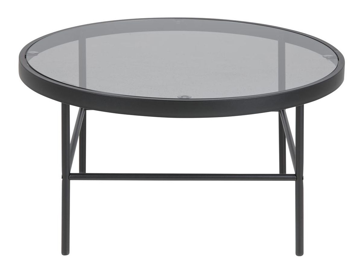 Stolik kawowy okrągły metalowy blat szklany czarny Ø80x40 cm – obraz-1