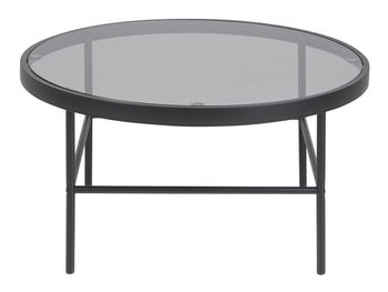 Stolik kawowy okrągły metalowy blat szklany czarny Ø80x40 cm – obraz-1