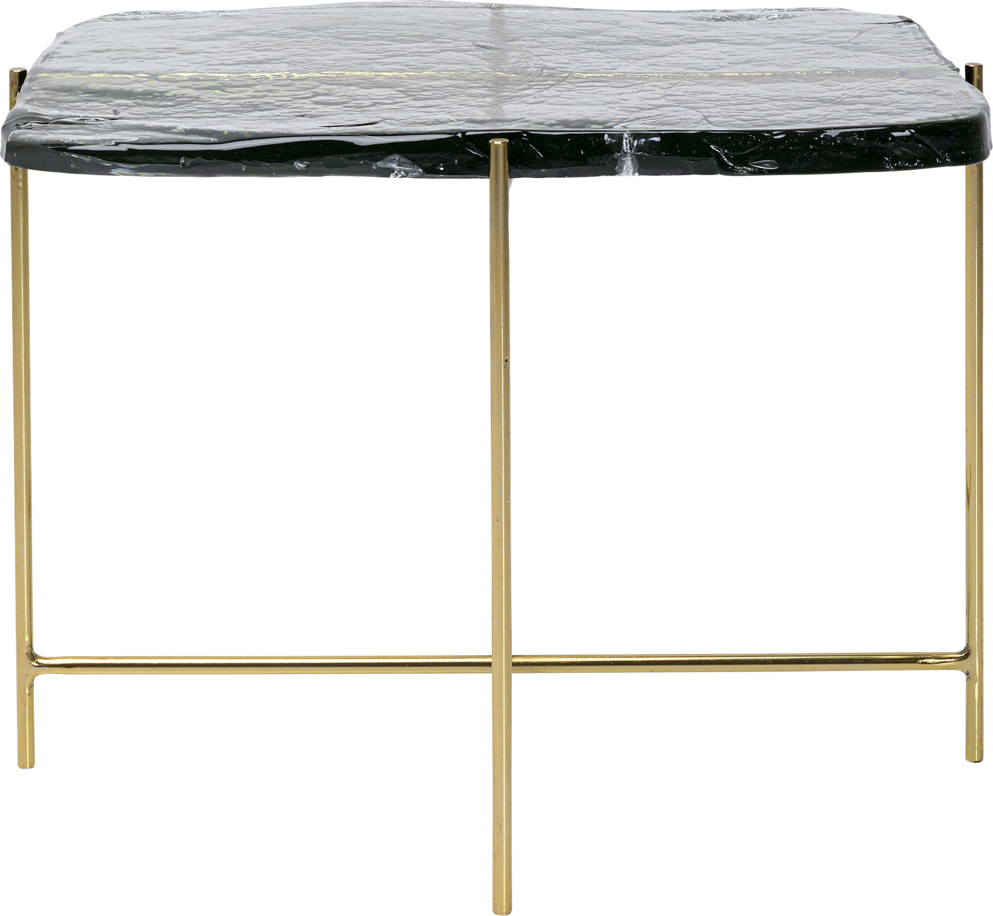 Stolik kawowy prostokątny metalowy blat szklany złoty 63x46 cm – obraz-1