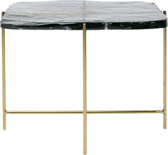 Stolik kawowy prostokątny metalowy blat szklany złoty 63x46 cm – obraz-1