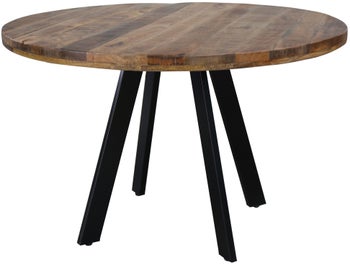 Okrągły naturalny stolik kawowy z czarnymi nogami Ø120 cm – grafika-1.