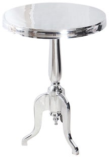Stolik kawowy okrągły z aluminium srebrny 75cm – obraz-1