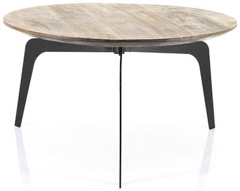 Stolik kawowy z drewnianym blatem brązowy Ø70 cm – obraz-1