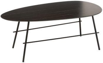 Stolik kawowy owalny blat MDF czarny nogi metalowe 100x55 cm – obraz-1