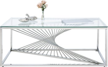 Stolik kawowy prostokątny srebrny blat szklany 120x60 cm – obraz-1