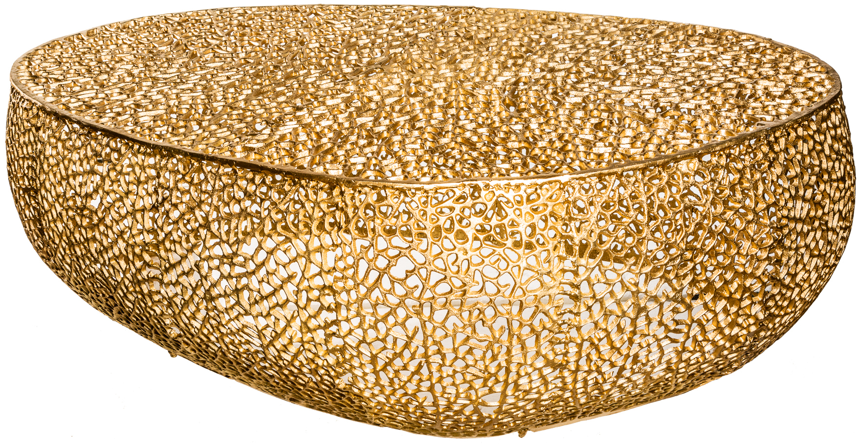 Stolik kawowy z ażurowym wzorem w kolorze złotym wykonany z aluminium – grafika-1.