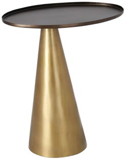 Stolik pomocniczy metalowy złoty okrągły 52 cm – obraz-1
