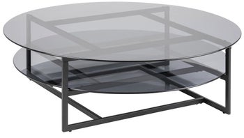 Stolik kawowy Loke Ø120 cm blat przydymiony szklany – obraz-1