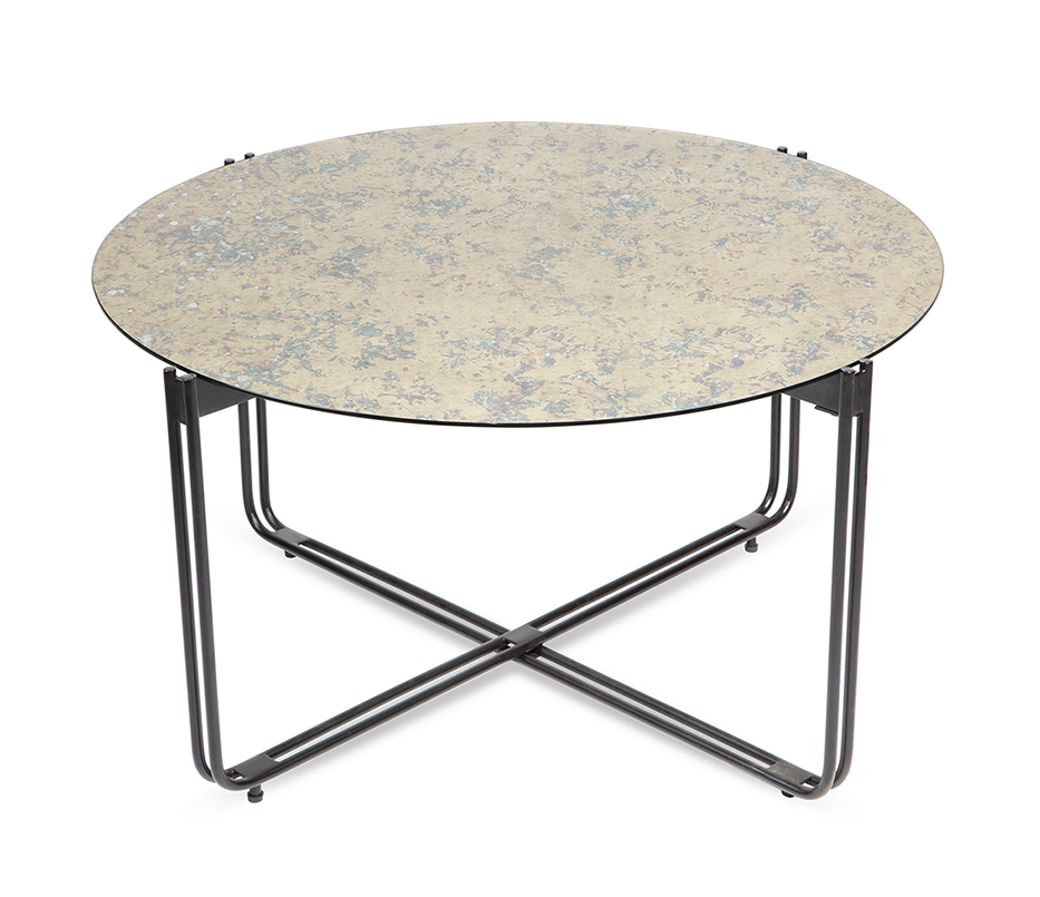 Stolik kawowy Lori ∅85 cm antyczny mosiądz – obraz-1