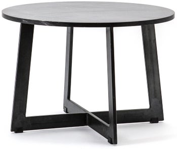 Stolik kawowy okrągły blat marmurowy czarny podstawa metalowa czarna 60x60 cm – obraz-1
