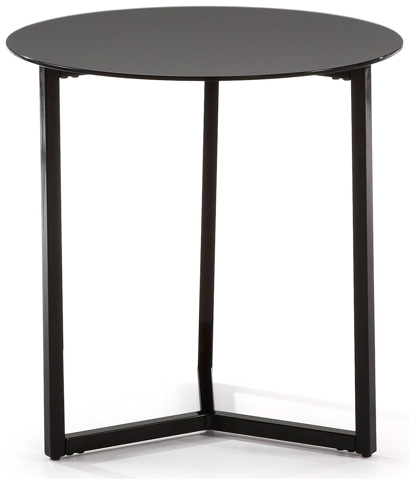 Stolik pomocniczy metalowy czarny blat szklany Ø50x50 cm – obraz-1