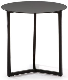 Stolik pomocniczy metalowy czarny blat szklany Ø50x50 cm – obraz-1