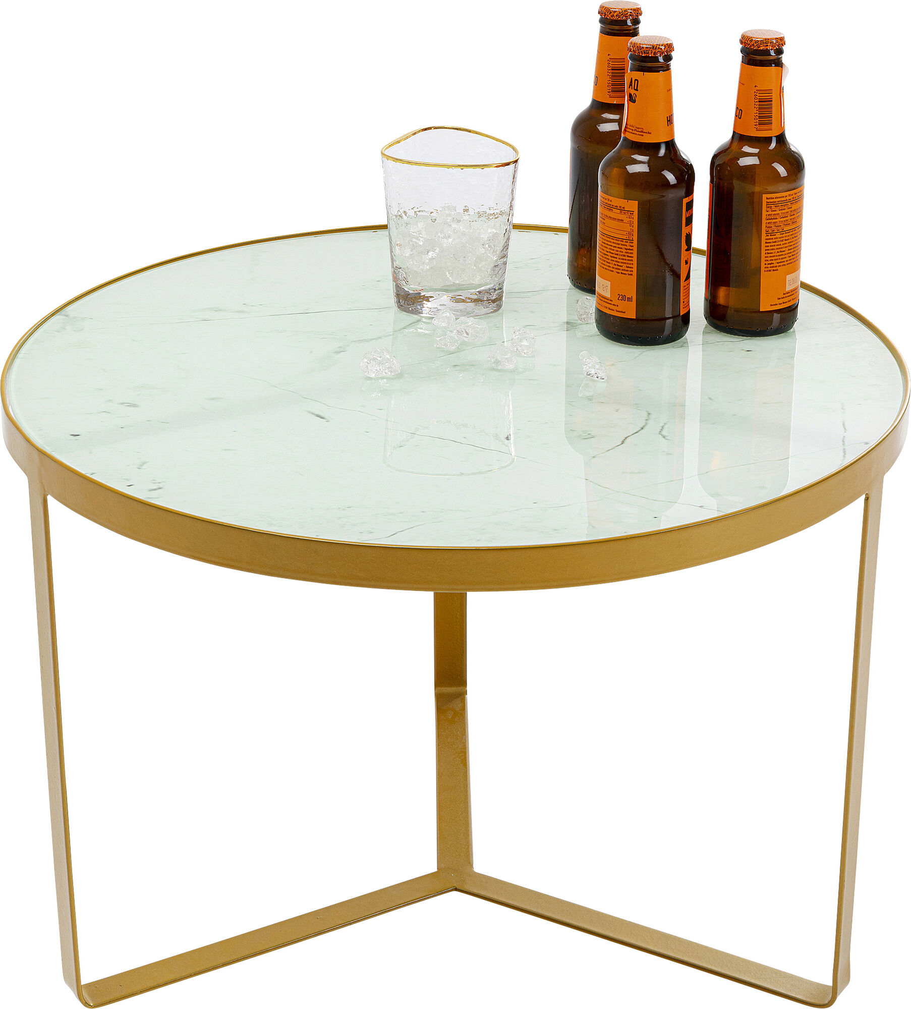 Stolik kawowy Marble Ø70xH34 cm złoty – obraz-1