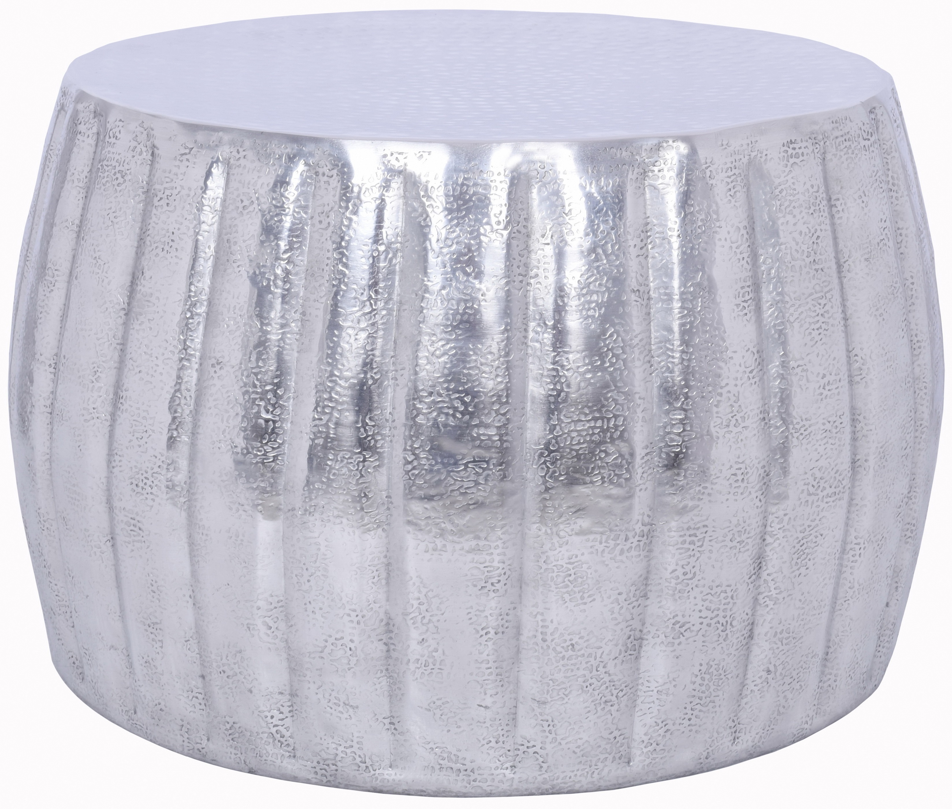 Stolik kawowy okrągły metalowy srebrny Ø55x35 cm  – obraz-1