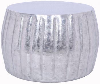 Stolik kawowy okrągły metalowy srebrny Ø55x35 cm – obraz-1