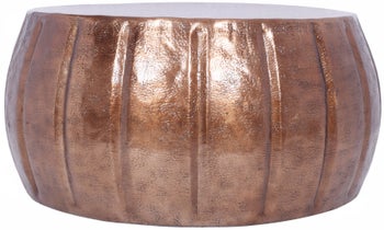 Stolik kawowy okrągły metalowy miedziany Ø65x31 cm – obraz-1