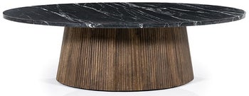 Stolik kawowy z drewna mango blat marmur czarny 120x70 cm – obraz-1