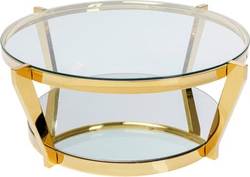 Soffbord Monocolo - Runt Bord i Glas/Guld, Ø90cm – bild-1.