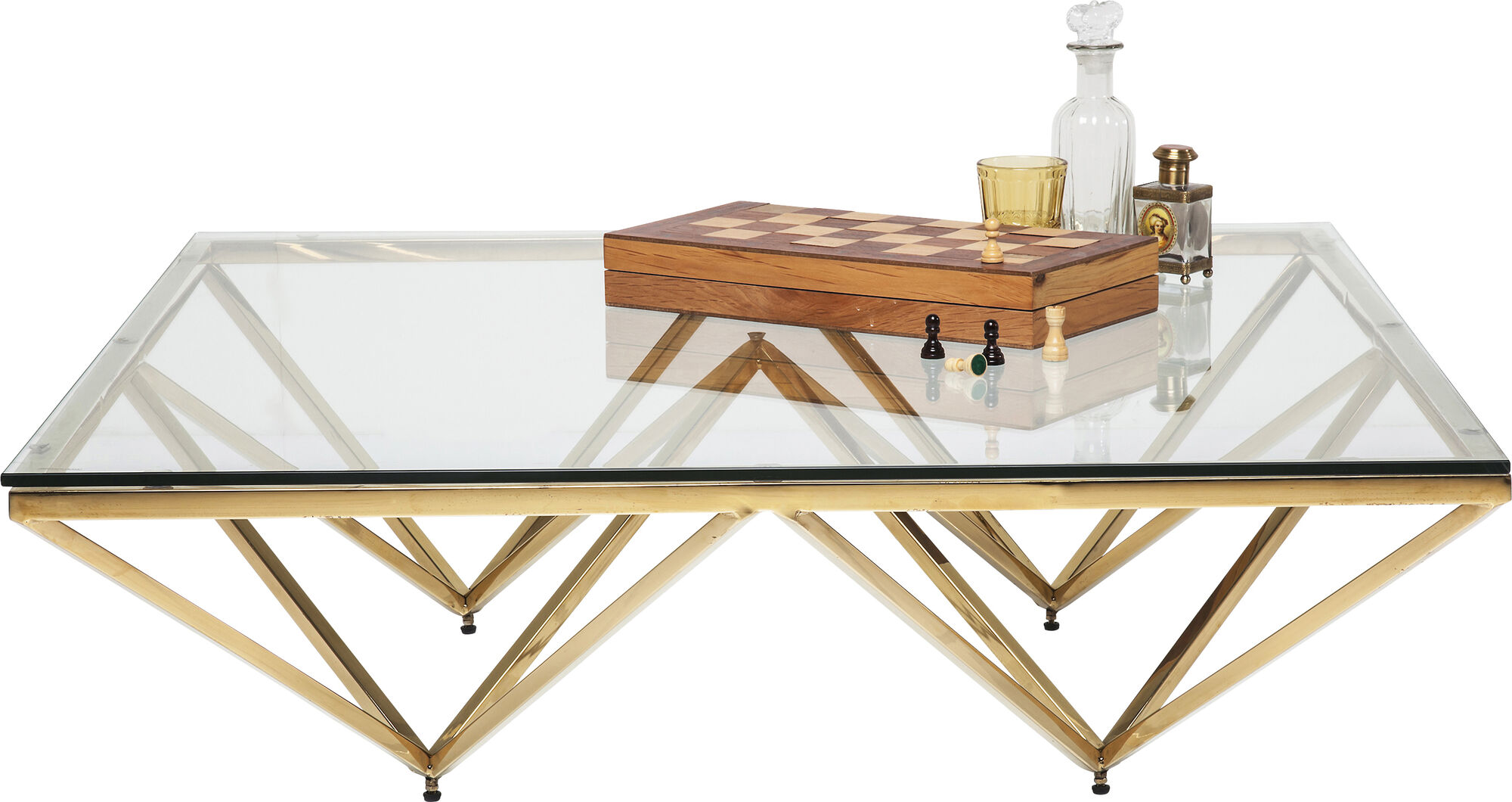 Soffbord Network - Glas och Mässing, 105x105cm – bild-1.