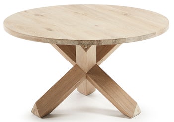 Stolik kawowy okrągły z drewna dębowego Ø65x45 cm – obraz-1