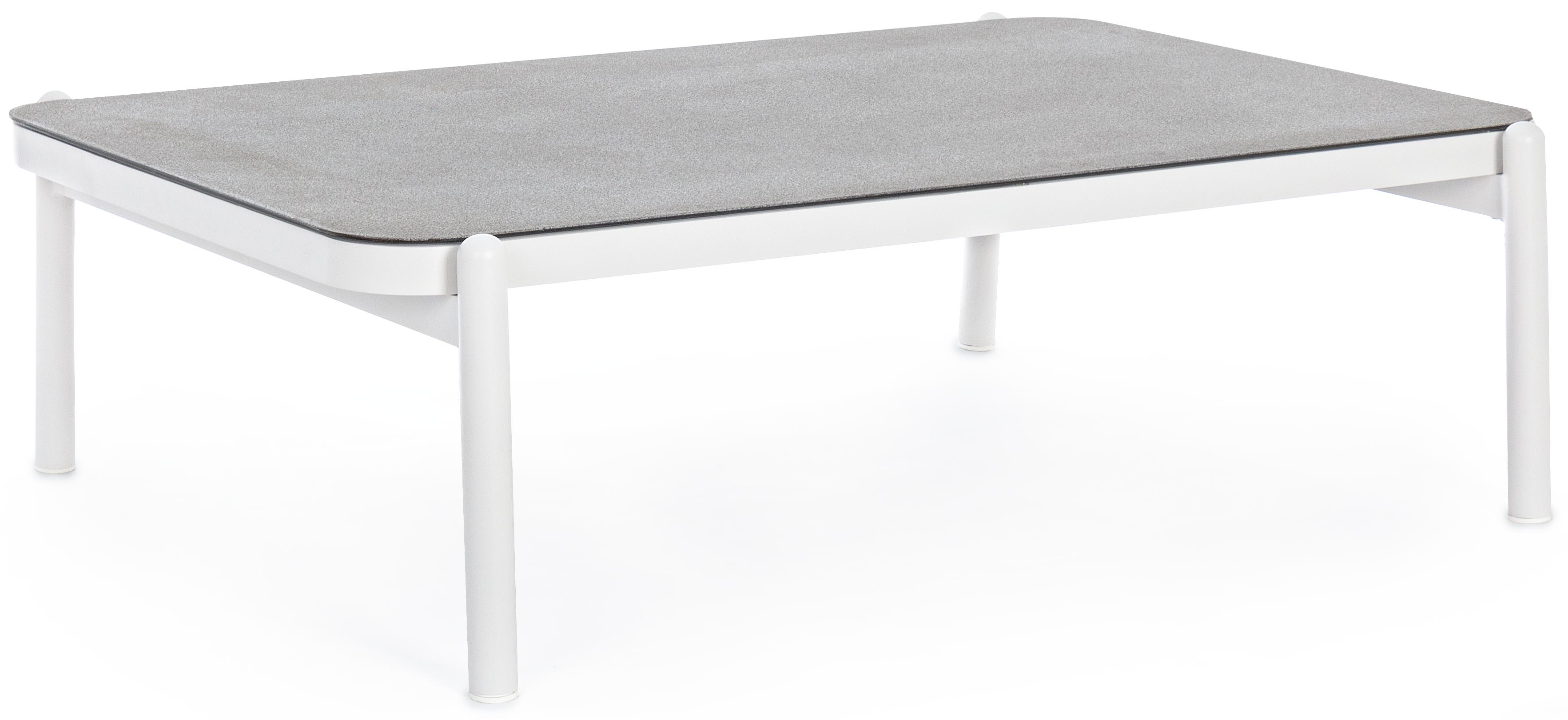 Stolik kawowy ogrodowy aluminiowy szary nogi białe 120x75 cm – obraz-1