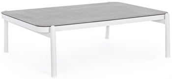 Stolik kawowy ogrodowy aluminiowy szary nogi białe 120x75 cm – obraz-1