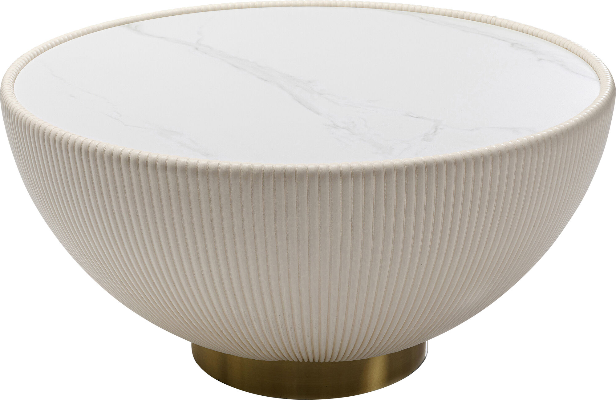 Mesa centro redonda Endless Vegas base oro blanco y acero Ø71 cm – Imagen-1.