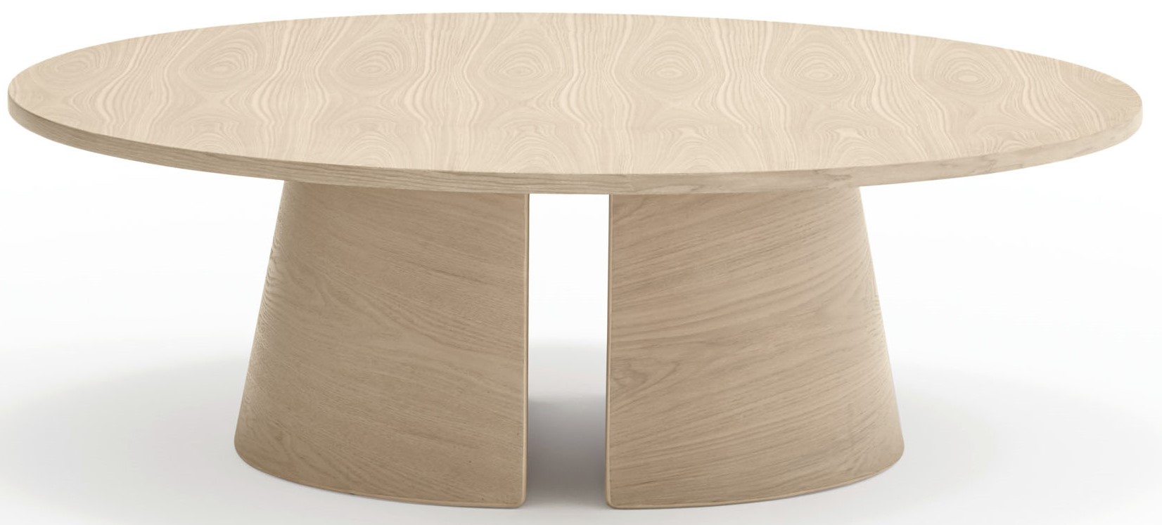 Stolik kawowy okrągły jasny naturalny fornir jesion Ø110x36 cm – obraz-1