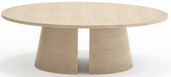 Stolik kawowy okrągły jasny naturalny fornir jesion Ø110x36 cm – obraz-1