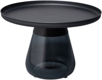 Stolik kawowy okrągły stal czarna i szkło przydymione Ø60 cm – obraz-1