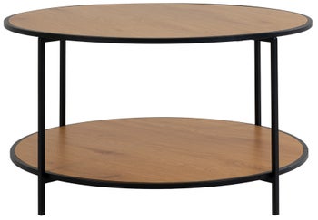 Stolik kawowy okrągły z półką naturalny Ø80 cm – grafika-1.