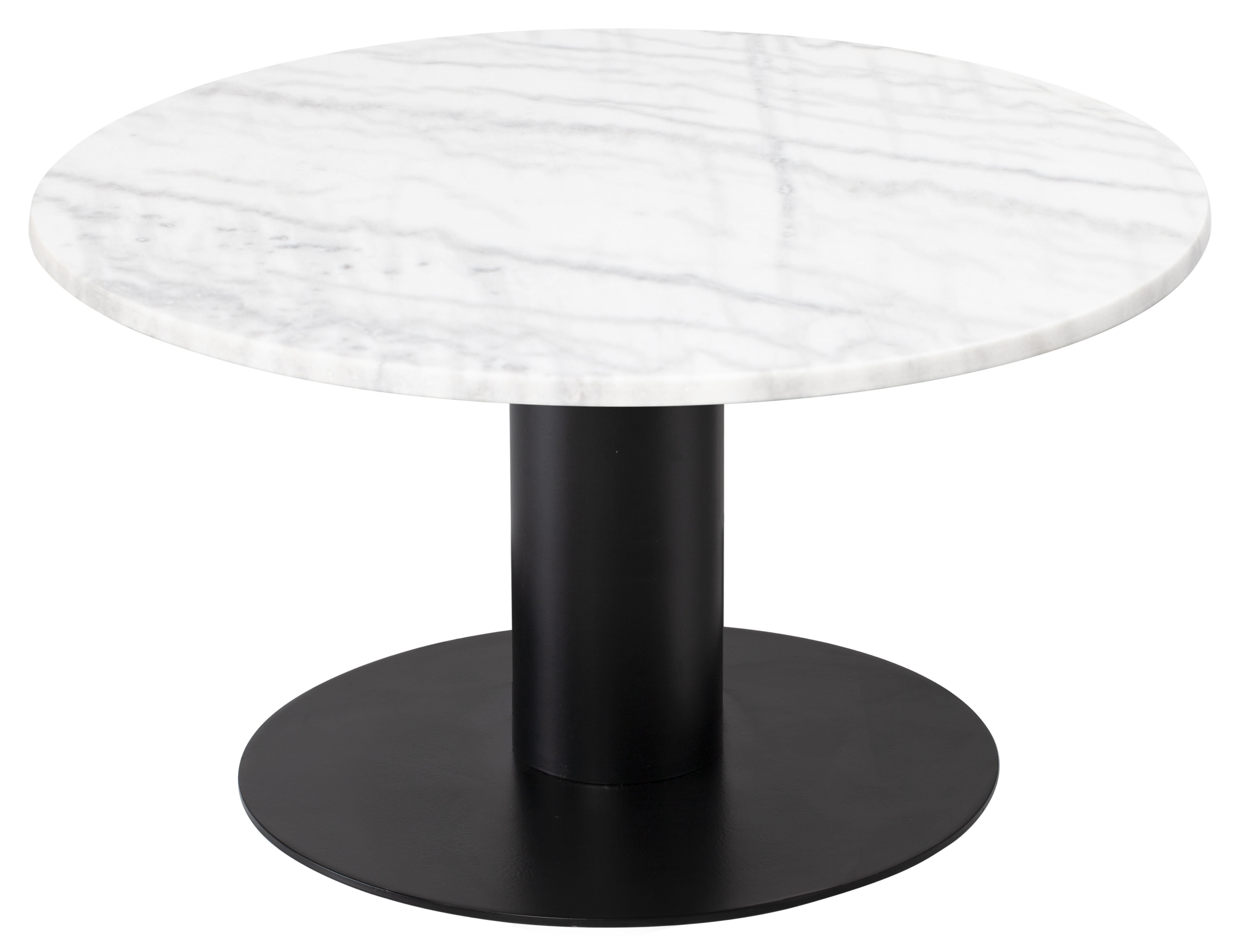 Stolik kawowy Pepo ∅85 cm biały marmur - nogi czarne – obraz-1