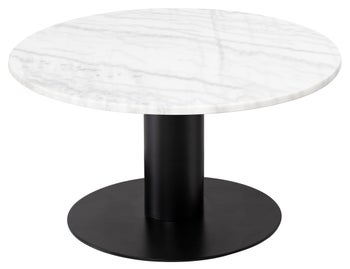 Stolik kawowy Pepo ∅85 cm biały marmur - nogi czarne – obraz-1
