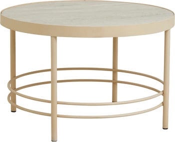 Stolik kawowy piaskowy blat marmurowy Ø80 cm – obraz-1