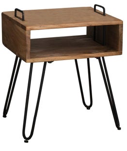 Stolik pomocniczy drewniany nogi metalowe 48 cm – grafika-1.