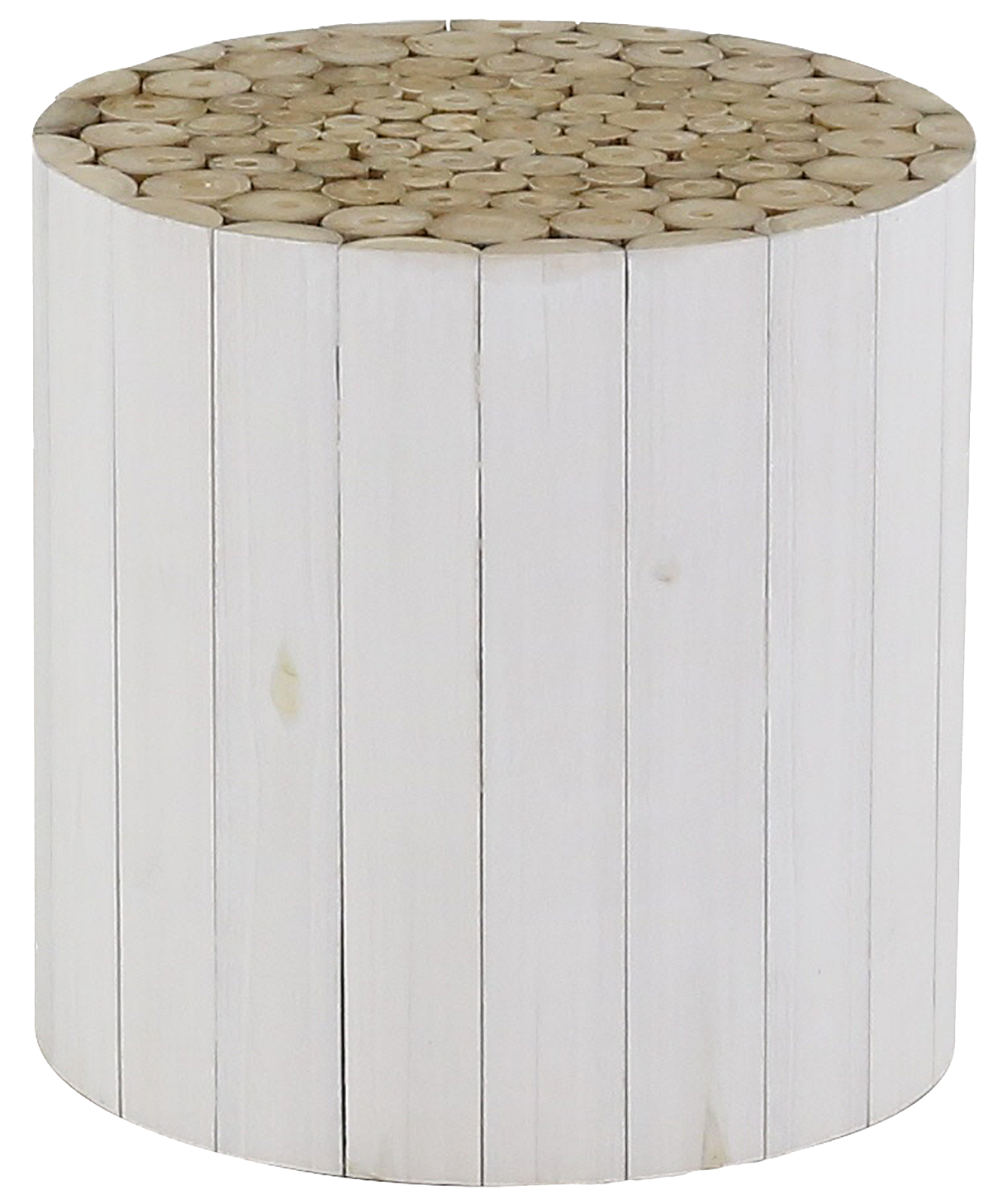 Stolik kawowy Refuge ∅40 cm drewniany biały – obraz-1