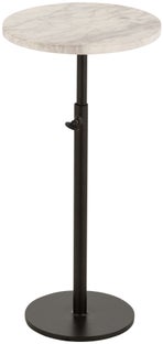 Stolik pomocniczy z regulowaną wysokością blat marmurowy biały podstawa metalowa czarna Ø28x45 cm – obraz-1