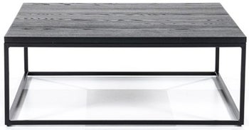 Stolik kawowy dębowy czarny nogi metalowe 100x100 cm – obraz-1